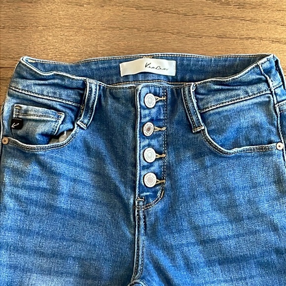 KanCan Medium Wash Distressed Button Skinny Jean - Size 1/24 - Picture 5 of 9